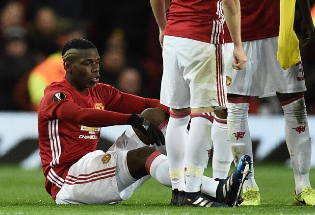 pogba,pogba chan thuong, mu, quỷ đỏ, mourinho, europa league, boc tham europa league, tứ kết europa league