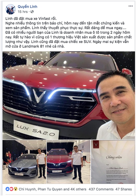 VinFast, sao Việt mua xe VinFast, mua xe VinFast,