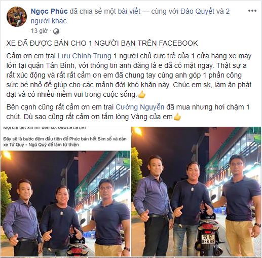 Phúc XO, Phúc XO bán Vision biển ngũ quý 8, Phúc XO bán xe làm từ thiện,