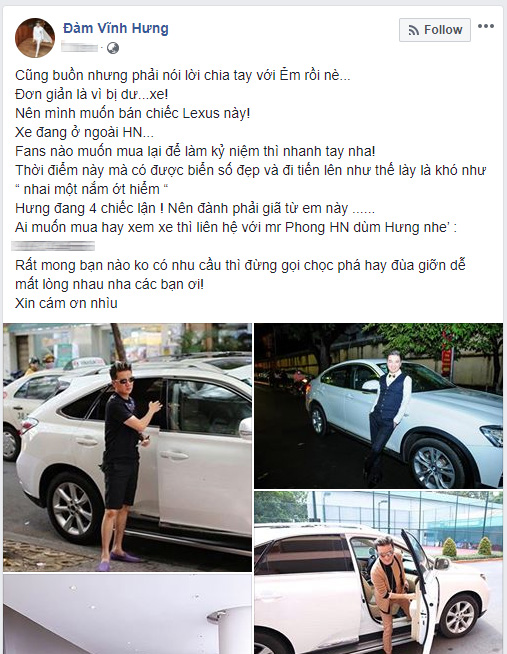 Dam Vinh Hung ban lexus rx350