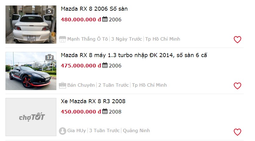 Xe Mazda RX-8 được rao bán