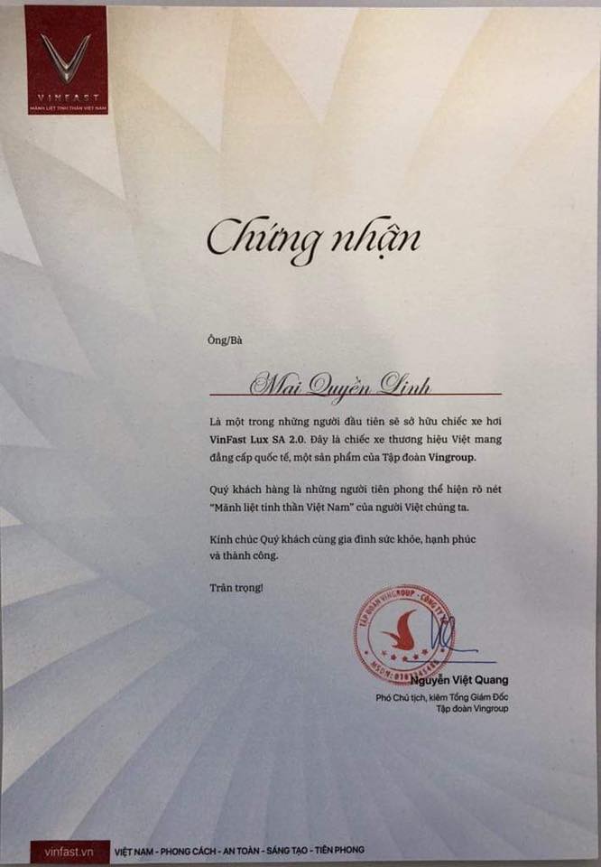 quyền linh, vinfast, lux sa 2.0