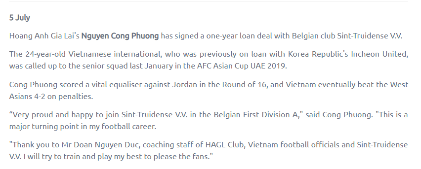 công phượng, công phương bỉ, Sint Truiden, công phượng HAGL, nguyển công phượng, chuyển nhượng, tin chuyển nhượng, bầu đức, đoàn nguyên đức