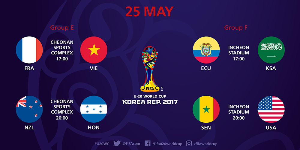 lich thi dau u20 viet nam da u20 world cup 2017, lich thi dau u20 viet nam da u20 the gioi 2017 hom nay 25-5