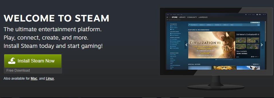 Giao diện tải về Steam