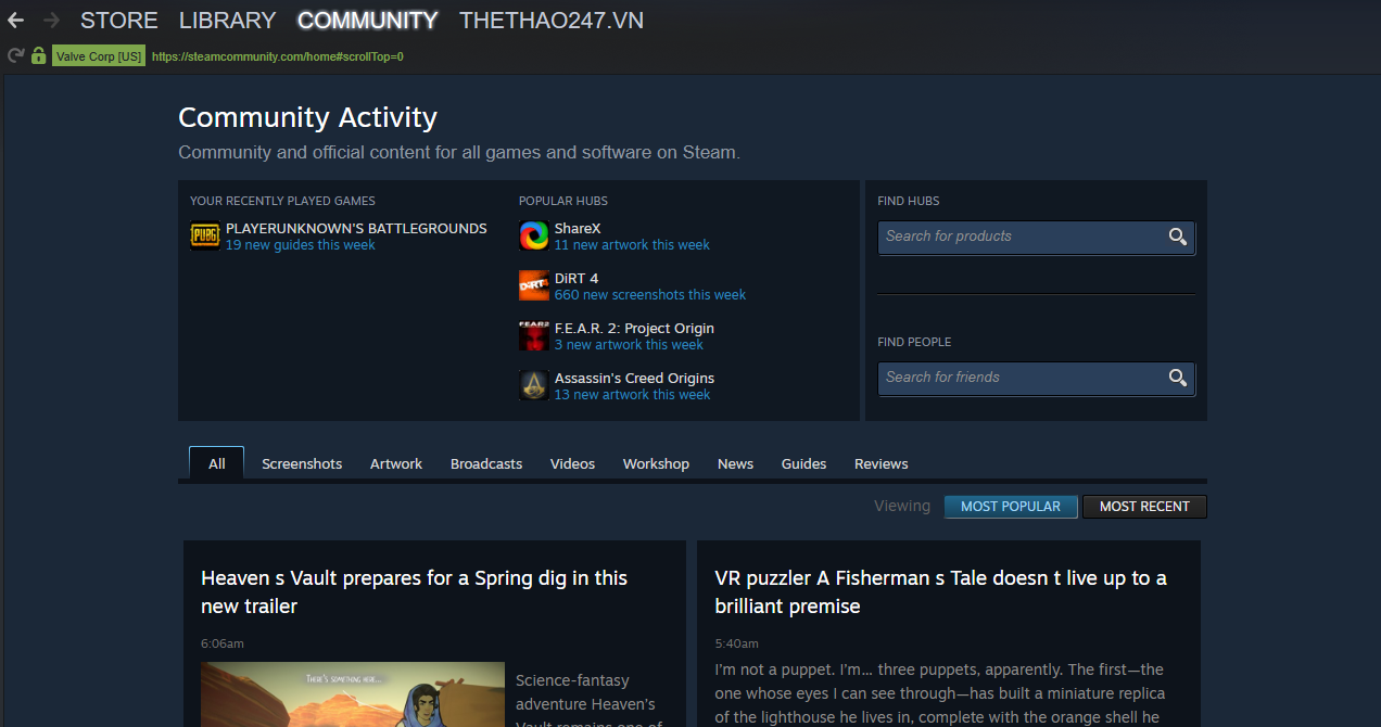 Giao diện cơ bản của Steam sau khi đăng nhập