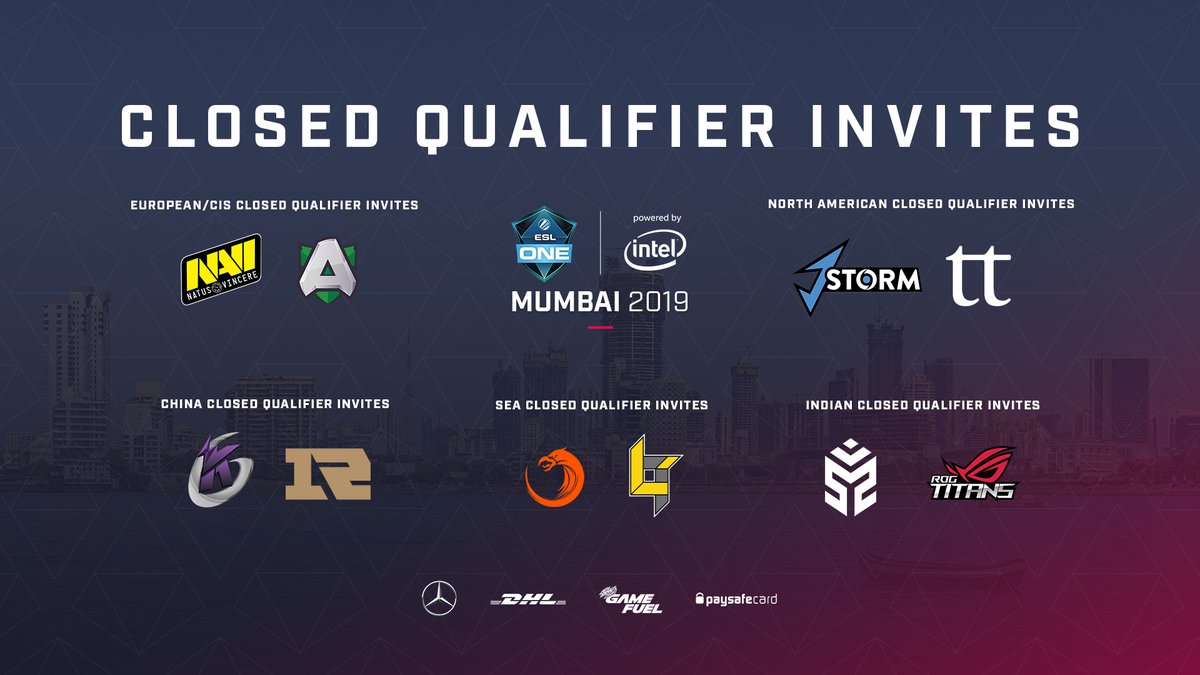 Danh sách đội tuyển được miễn tham dự vòng sơ loại ESL One Mumbai 2019