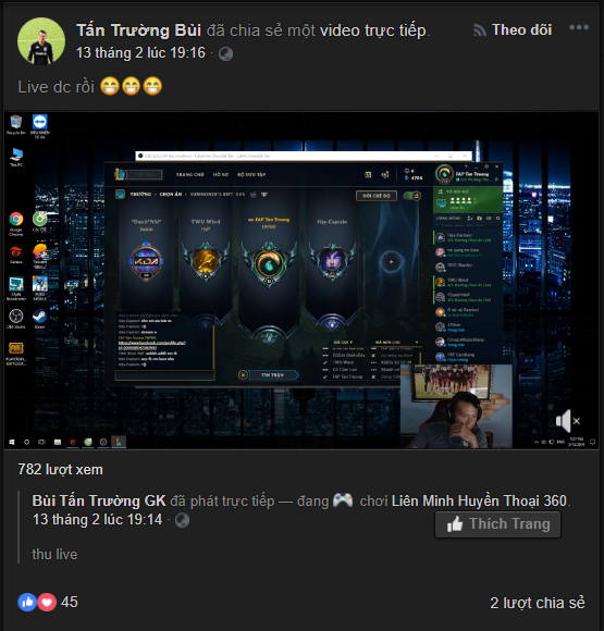 Hình ảnh livestream của Bùi Tấn Trường