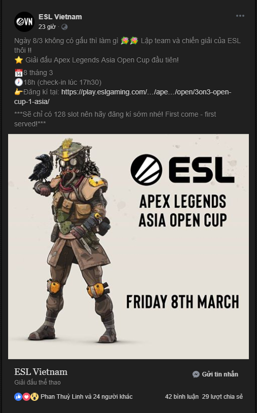 Apex Legends, ESL, ESL Vietnam, ESL Việt Nam, Apex Legends Asian Open Cup