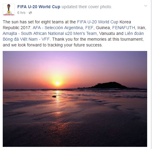 FIFA gửi lời chia tay tới các đội đã dừng cuộc chơi tại U20 World Cup