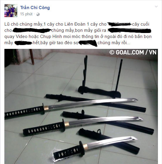 Dòng trạng thái được đăng tải trên facebook có tên Trần Chí Công ngay sau khi VFF công bố án phạt với cầu thủ của XSKT Cần Thơ