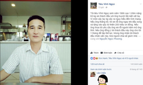 Lời thách đấu từ ông Ngọc được chia sẻ mạnh trên mạng xã hội