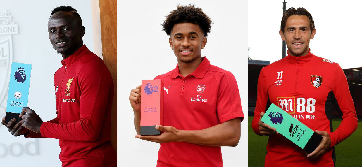 Sadio Mane, Reiss Nelson và Charlie Daniels lần lượt từ trái qua phải được vinh danh