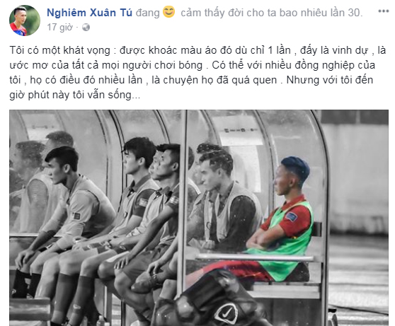 Xuân Tú chưa có cơ hội ra mắt ĐT Việt Nam, dù từ băng ghế dự bị