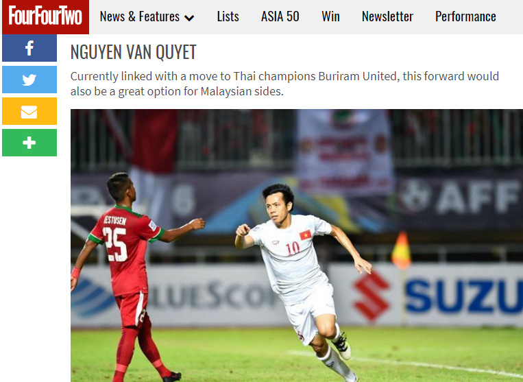 FourFourTwo nói về Nguyễn Văn Quyết