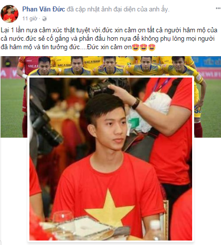 Văn Đức gửi lời cảm ơn tới NHM