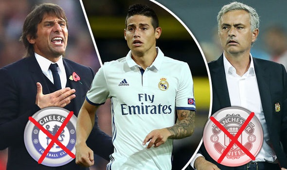 James Rodriguez, Chelsea, Manchester United, Real Madrid, Conte, Zidane, Mourinho