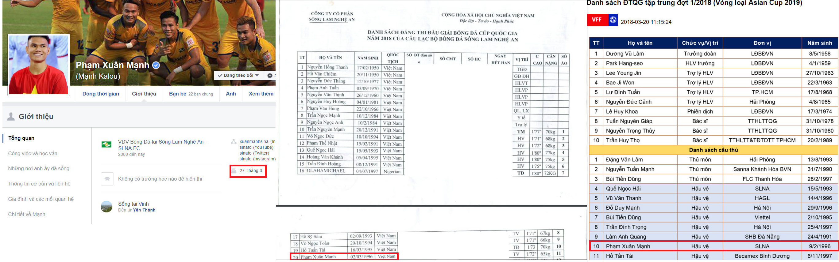 Phạm xuân mạnh, ĐT Việt Nam, SLNA, VFF, VPF, Park Hang Seo