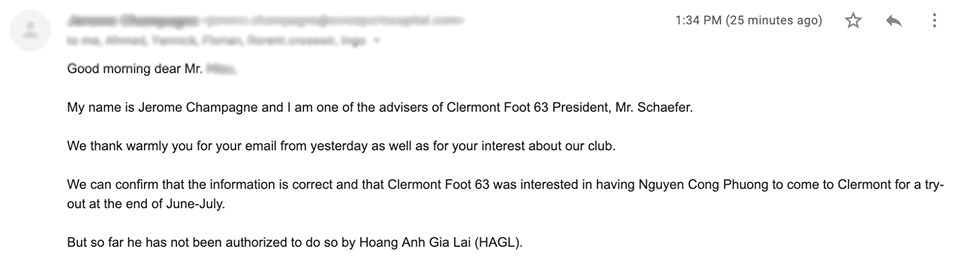the letter responding to Cong Phuong trial