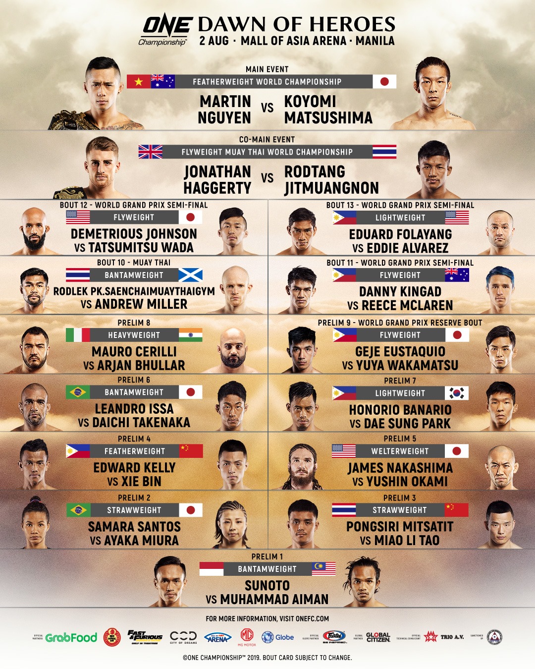 Trực tiếp ONE Championship 2019, Martin Nguyễn vs Koyomi Matsushima, trực tiếp võ hôm nay