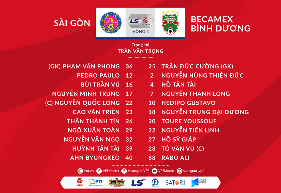 doi hinh ra san sai gon vs binh duong