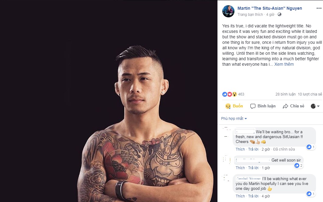 martin nguyễn bỏ đai hạng nhẹ, martin nguyễn chấn thương, martin nguyễn one fc,