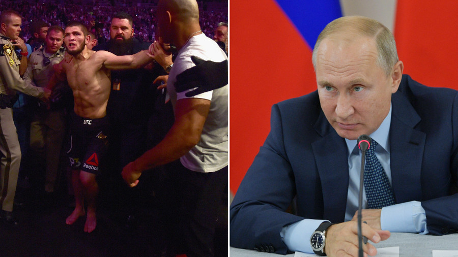 tổng thống Putin chúc mừng khabib, putin và khabib, khabib nurmagomedov, khabib vs conor, ufc 229,