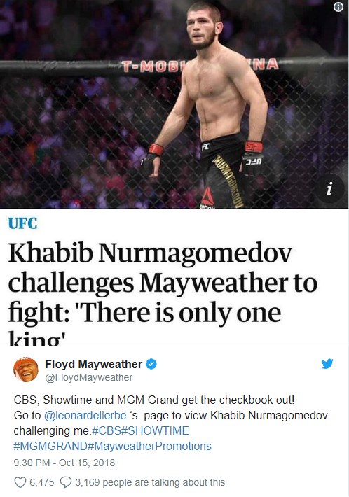 khabib thách thức floyd mayweather, floyd mayweather vs khabib,