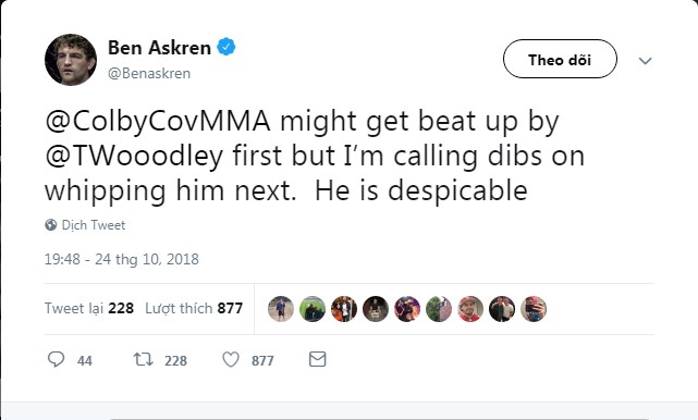 ben askren gửi lời cảnh báo sớm, ben askren gia nhập ufc, ben askren, one championship, ufc