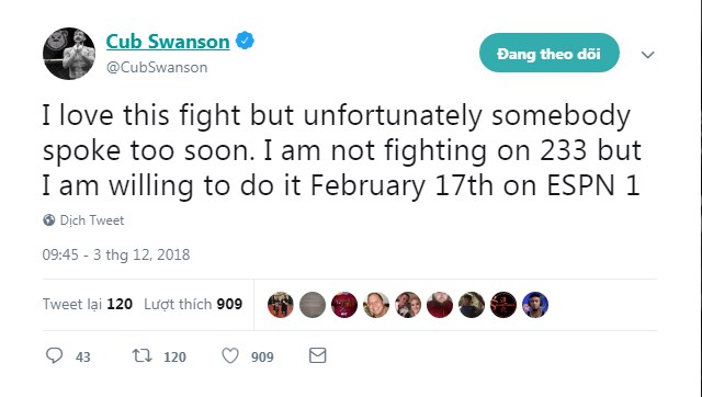 cub swanson, jose aldo, ufc 233, cub swanson phủ nhận tin đồn tái đấu,