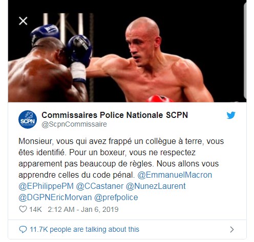 võ sĩ boxing, bạo động tại pháp, võ sĩ tấn công cảnh sát,