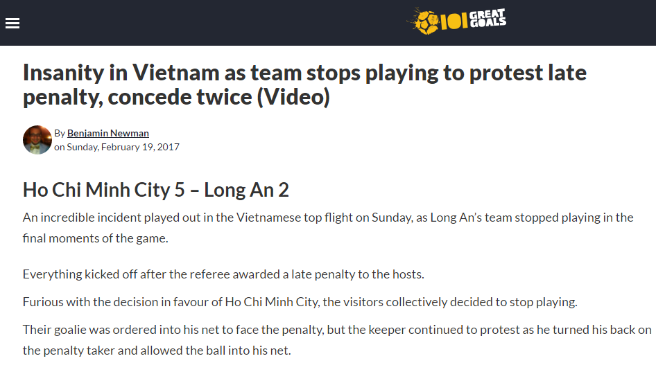 tphcm 5-2 long an, ket qua tphcm 5-2 long an, long an bo tran dau, vleague, long an phan doi trong tai, trong tai vleague
