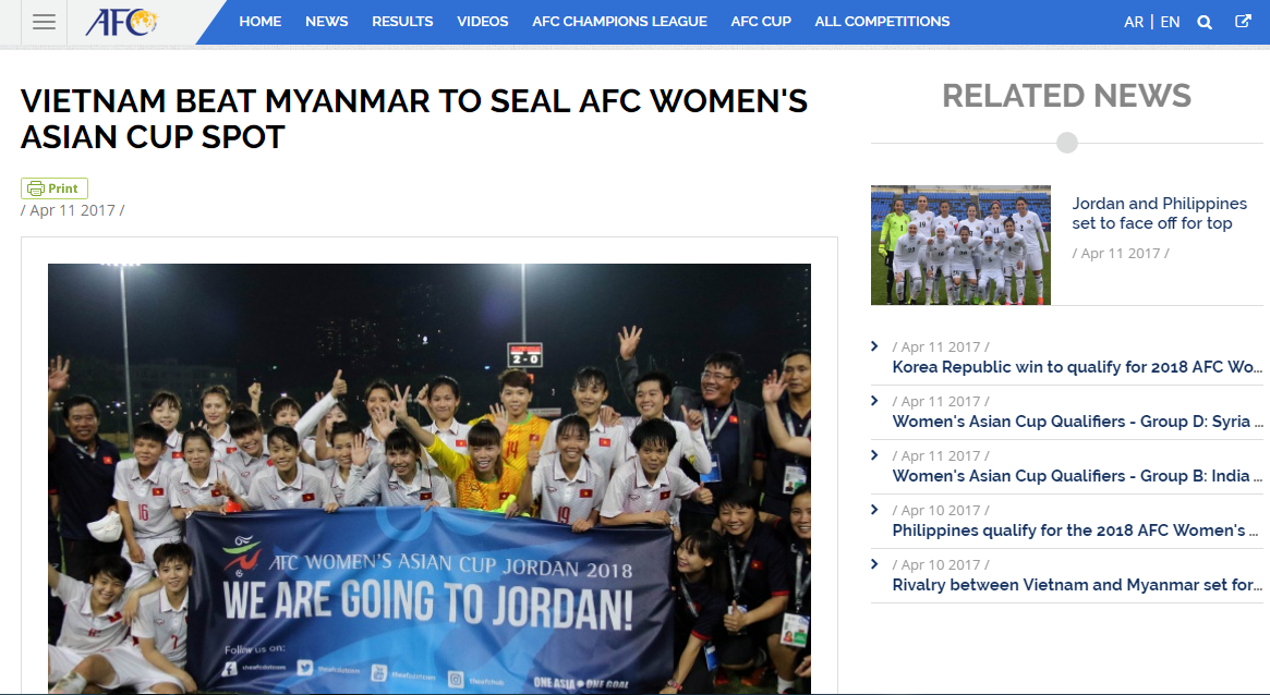 ĐT nữ Việt Nam, VL Asian Cup 2018, VN dự Asian Cup 2018, AFC, VFF, Asian Cup 2018, Tuyết Dung