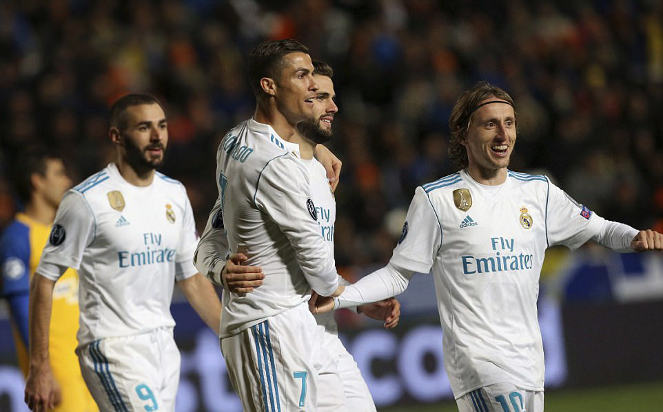 ket qua c1, cup c1, apoel 0-6 real, ronaldo, ket qua apoel - real