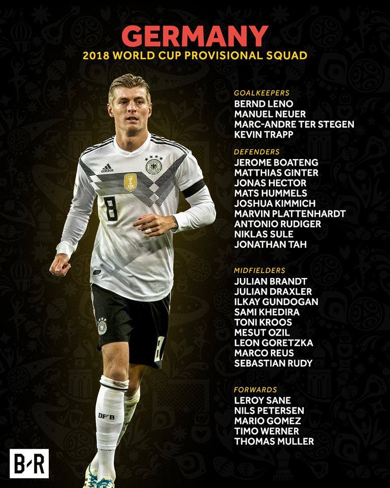 Đội tuyển Đức, danh sách đt đức, world cup 2018, lich thi dau wc 2018 duc, gotze, neuer