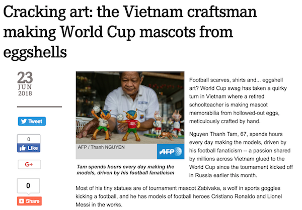 world cup 2018, nguyen thanh tam, linh vat world cup, afp