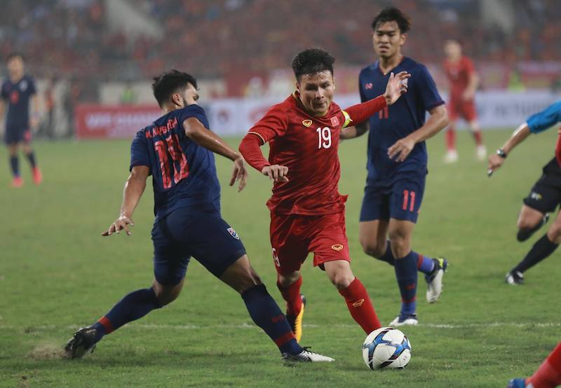 Quang Hải khẳng định đẳng cấp trước người Thái. Ảnh: Ngọc Bảo u23 viet nam 3-0 u23 thai lan, ket qua viet nam vs thai lan, u23 chau a, vong loai u23 chau a, hlv park hang seo, quang hai