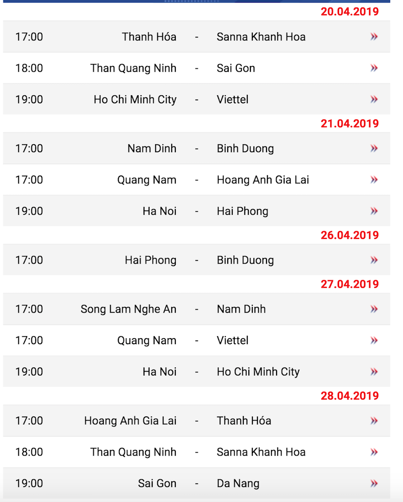 V-League 2019, Lịch thi đấu Vleague 2019, vleague, lich thi dau ha noi, lich thi dau hagl, vleague
