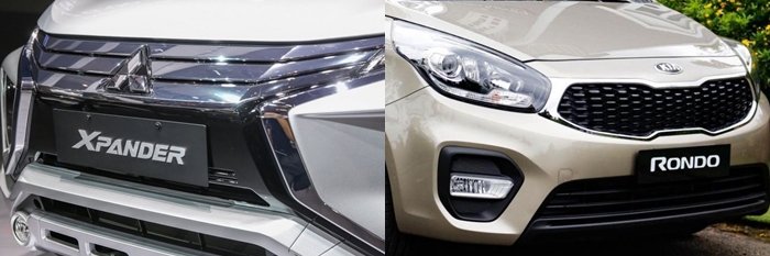 Phần đầu xe Mitsubishi Xpander 2020 và Kia Rondo 2020