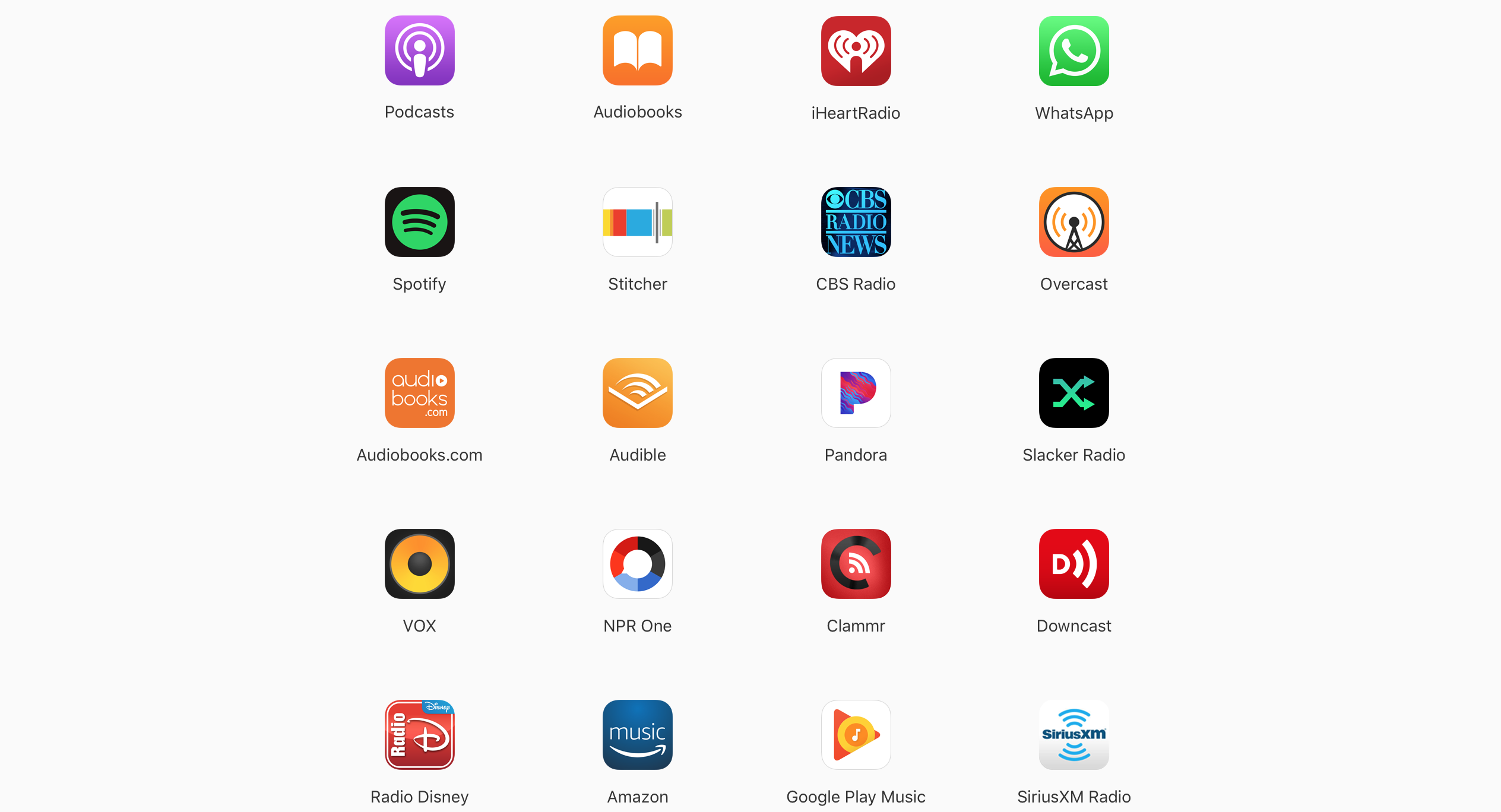 Menu Apple CarPlay
