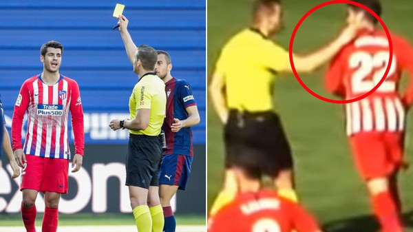 Atletico, Morata, trọng tài bị treo giò, trọng tài la liga bị treo giò, trọng tài đánh morata, morata bị trọng tài đánh