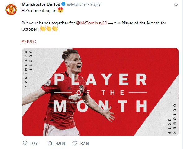 Cầu thủ MU xuất sắc nhất tháng, Bournemouth vs MU, trực tiếp Bounermouth vs MU, trực tiếp ngoại hạng ah, Mctominay