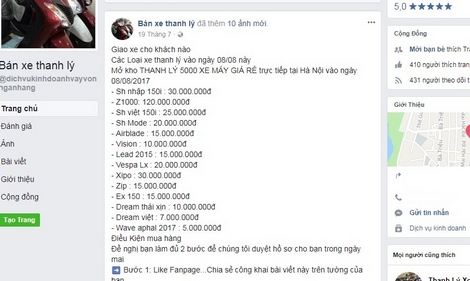 Cần cảnh giác trước thông tin rao bán xe thanh lý trên mạng Internet.