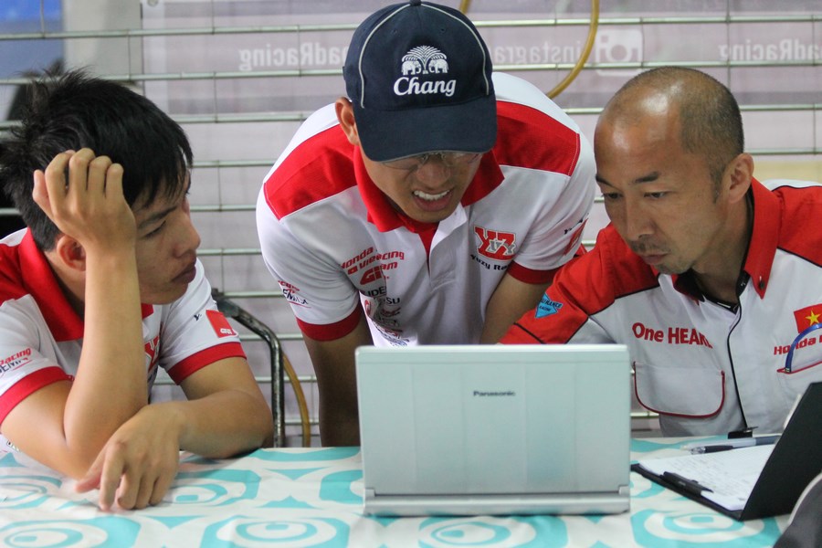 Bùi Duy Thông họp bàn với các thành viên phụ trách nhóm AP250 của đội