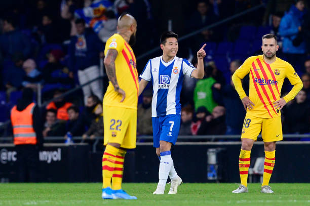 Espanyol 2-2 Barca, Espanyol vs Barca, Kết quả Espanyol vs Barca, Wu Lei, Espanyol, Barca