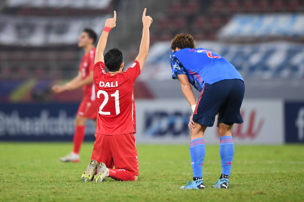 Dali (số 21) ăn mừng bàn thắng vào lưới U23 Nhật Bản. Ảnh: Getty U23 Saudi Arabia vs U23 Syria, U23 châu Á, U23 Syria, Olympic 2020, Olympic Tokyo 2020