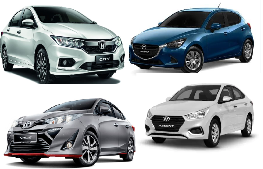 Các mẫu sedan hạng B: Honda City, Mazda 2, Toyota Vios, Hyundai Accent