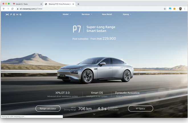 Thiết kế trang web của Xpeng
