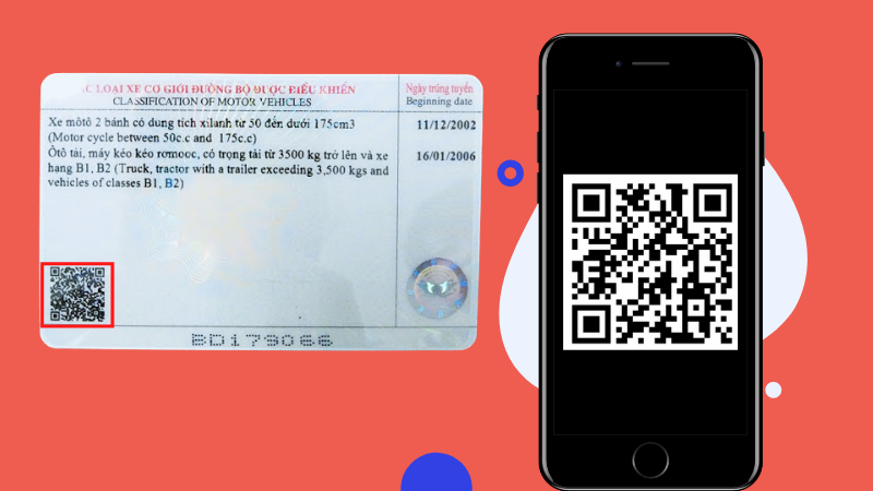 Mã Qr Code được in trên bằng lái xe.