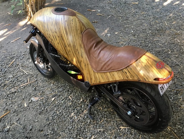 moto chạy điện được làm bằng tre,  Green Falcon, moto chạy điện